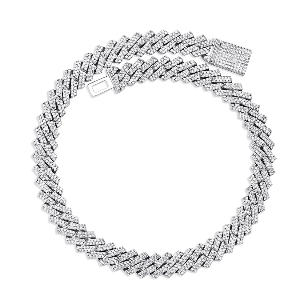 14MM PRONG CUBAN LINK CHAIN - WHITE GOLD