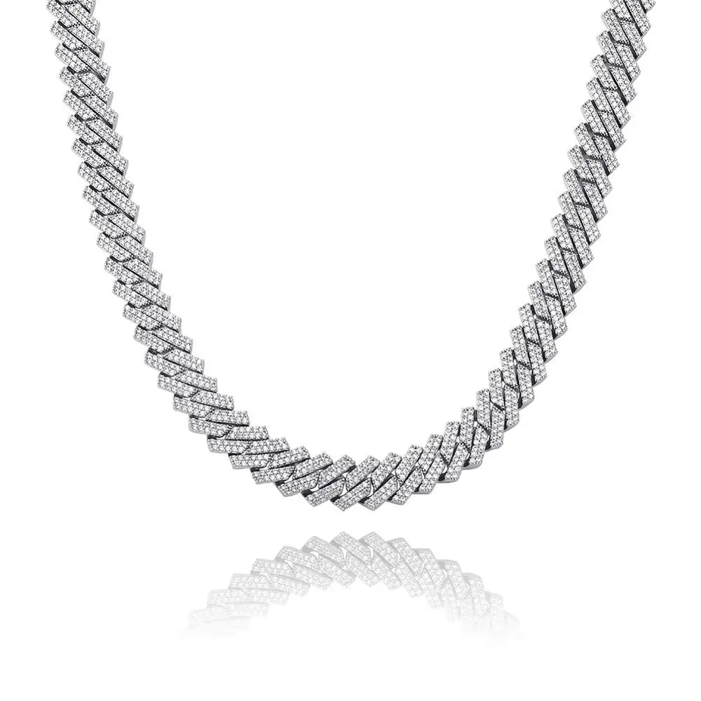 14MM PRONG CUBAN LINK CHAIN - WHITE GOLD