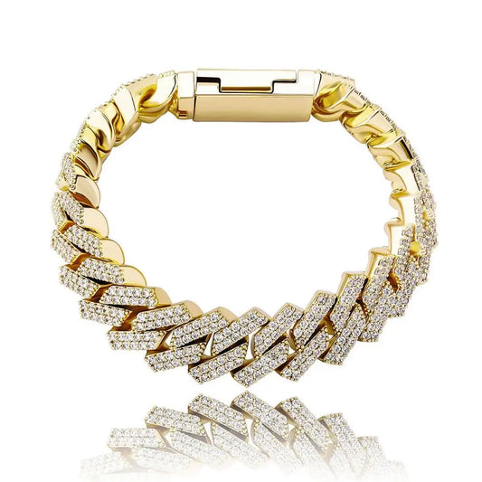 14MM PRONG CUBAN BRACELET - GOLD